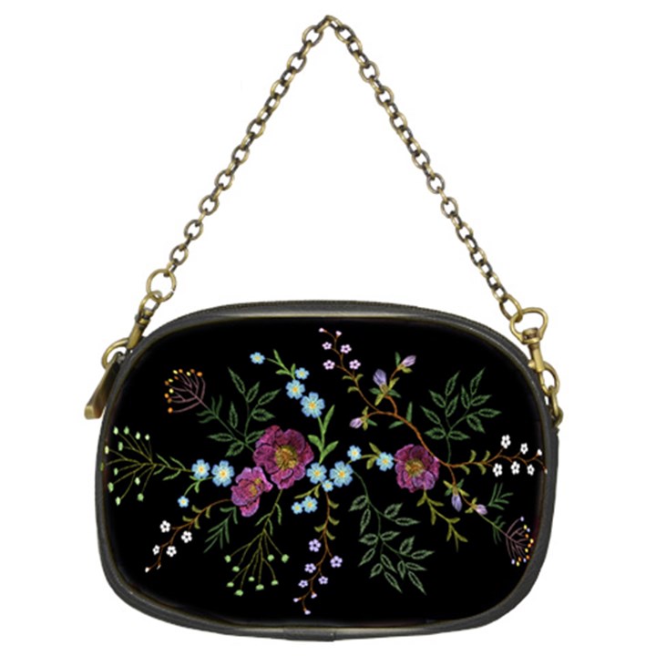 Embroidery-trend-floral-pattern-small-branches-herb-rose Chain Purse (Two Sides)