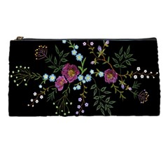 Embroidery-trend-floral-pattern-small-branches-herb-rose Pencil Case by pakminggu