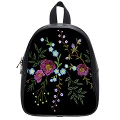 Embroidery-trend-floral-pattern-small-branches-herb-rose School Bag (small) by pakminggu