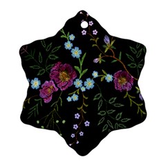 Embroidery-trend-floral-pattern-small-branches-herb-rose Snowflake Ornament (two Sides)