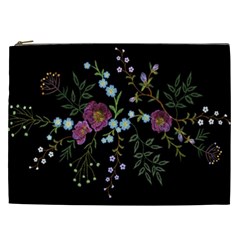 Embroidery-trend-floral-pattern-small-branches-herb-rose Cosmetic Bag (xxl) by pakminggu