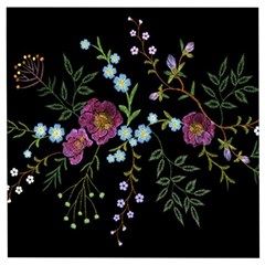 Embroidery-trend-floral-pattern-small-branches-herb-rose Wooden Puzzle Square by pakminggu