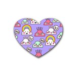 Cloud-seamless-pattern -- Rubber Heart Coaster (4 pack) Front