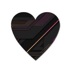 Gradient-geometric-shapes-dark-background Heart Magnet by pakminggu