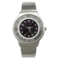 Gradient-geometric-shapes-dark-background Stainless Steel Watch by pakminggu