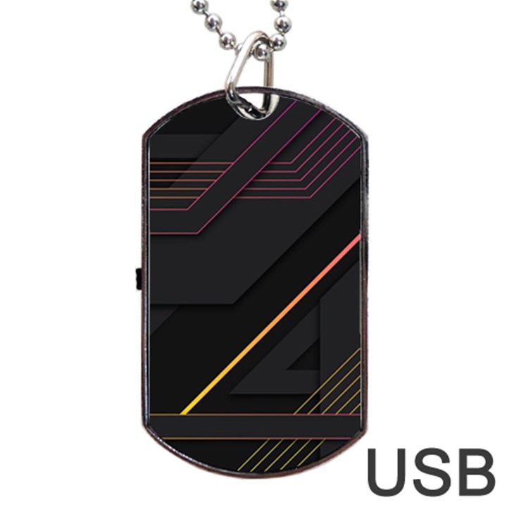 Gradient-geometric-shapes-dark-background Dog Tag USB Flash (One Side)