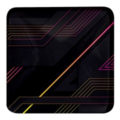 Gradient-geometric-shapes-dark-background Square Glass Fridge Magnet (4 Pack) by pakminggu