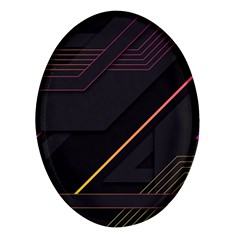 Gradient-geometric-shapes-dark-background Oval Glass Fridge Magnet (4 Pack) by pakminggu