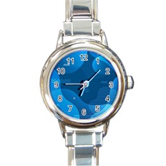 Abstract-classic-blue-background Round Italian Charm Watch by pakminggu