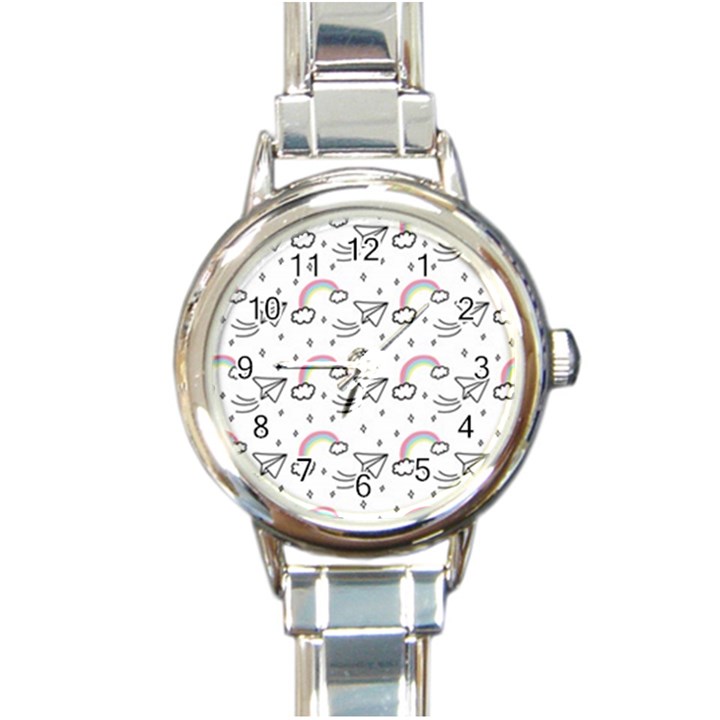 Cute-art-print-pattern Round Italian Charm Watch