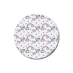 Cute-art-print-pattern Rubber Round Coaster (4 Pack) by pakminggu