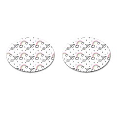 Cute-art-print-pattern Cufflinks (oval) by pakminggu