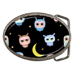 Cute-owl-doodles-with-moon-star-seamless-pattern Belt Buckles by pakminggu