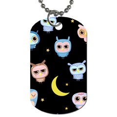 Cute-owl-doodles-with-moon-star-seamless-pattern Dog Tag (two Sides) by pakminggu