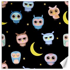 Cute-owl-doodles-with-moon-star-seamless-pattern Canvas 16  X 16  by pakminggu