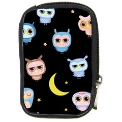 Cute-owl-doodles-with-moon-star-seamless-pattern Compact Camera Leather Case by pakminggu