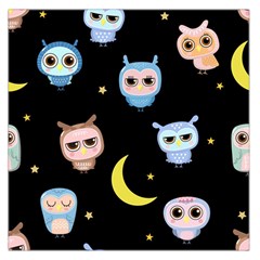 Cute-owl-doodles-with-moon-star-seamless-pattern Square Satin Scarf (36  X 36 ) by pakminggu