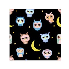 Cute-owl-doodles-with-moon-star-seamless-pattern Square Satin Scarf (30  X 30 ) by pakminggu