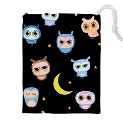 Cute-owl-doodles-with-moon-star-seamless-pattern Drawstring Pouch (4xl) by pakminggu