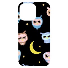 Cute-owl-doodles-with-moon-star-seamless-pattern Iphone 14 Pro Max Black Uv Print Case by pakminggu