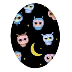 Cute-owl-doodles-with-moon-star-seamless-pattern Oval Glass Fridge Magnet (4 Pack) by pakminggu