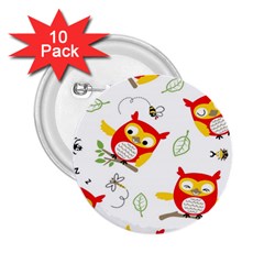 Seamless-pattern-vector-owl-cartoon-with-bugs 2 25  Buttons (10 Pack)  by pakminggu