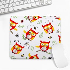 Seamless-pattern-vector-owl-cartoon-with-bugs Large Mousepad by pakminggu