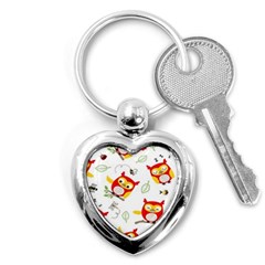 Seamless-pattern-vector-owl-cartoon-with-bugs Key Chain (heart) by pakminggu