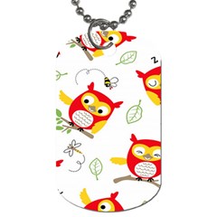 Seamless-pattern-vector-owl-cartoon-with-bugs Dog Tag (one Side) by pakminggu