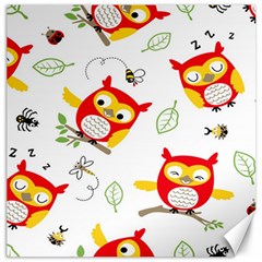 Seamless-pattern-vector-owl-cartoon-with-bugs Canvas 16  X 16  by pakminggu