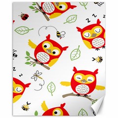 Seamless-pattern-vector-owl-cartoon-with-bugs Canvas 11  X 14  by pakminggu