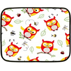 Seamless-pattern-vector-owl-cartoon-with-bugs Fleece Blanket (mini) by pakminggu