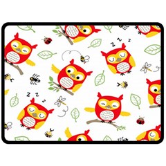 Seamless-pattern-vector-owl-cartoon-with-bugs Fleece Blanket (large) by pakminggu