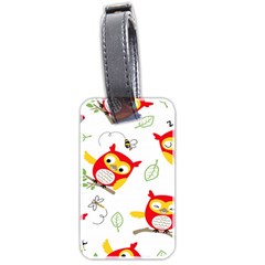 Seamless-pattern-vector-owl-cartoon-with-bugs Luggage Tag (two Sides) by pakminggu