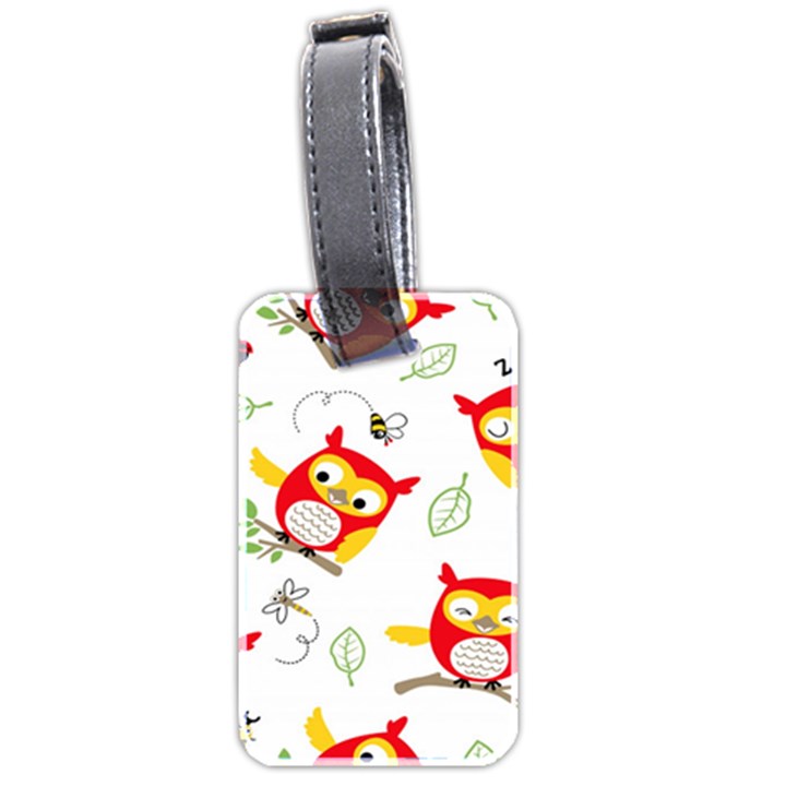 Seamless-pattern-vector-owl-cartoon-with-bugs Luggage Tag (two sides)