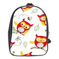 Seamless-pattern-vector-owl-cartoon-with-bugs School Bag (xl) by pakminggu