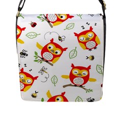 Seamless-pattern-vector-owl-cartoon-with-bugs Flap Closure Messenger Bag (l) by pakminggu