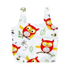 Seamless-pattern-vector-owl-cartoon-with-bugs Full Print Recycle Bag (m)