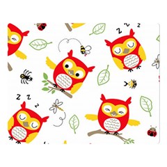 Seamless-pattern-vector-owl-cartoon-with-bugs Two Sides Premium Plush Fleece Blanket (large) by pakminggu