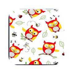 Seamless-pattern-vector-owl-cartoon-with-bugs Square Metal Box (black) by pakminggu