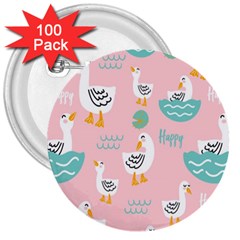 Cute Happy Duck Gift Card Design Seamless Pattern Template 3  Buttons (100 pack) 