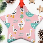 Cute Happy Duck Gift Card Design Seamless Pattern Template Star Ornament (Two Sides) Front