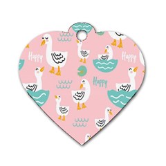 Cute Happy Duck Gift Card Design Seamless Pattern Template Dog Tag Heart (Two Sides)