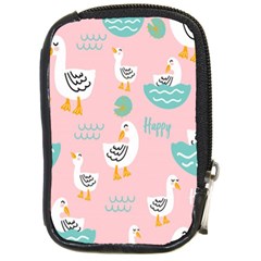 Cute Happy Duck Gift Card Design Seamless Pattern Template Compact Camera Leather Case