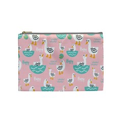 Cute Happy Duck Gift Card Design Seamless Pattern Template Cosmetic Bag (Medium)