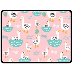 Cute Happy Duck Gift Card Design Seamless Pattern Template Two Sides Fleece Blanket (Large)