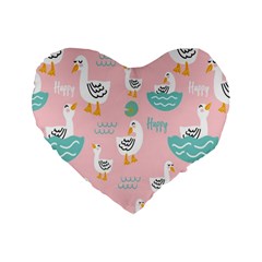 Cute Happy Duck Gift Card Design Seamless Pattern Template Standard 16  Premium Flano Heart Shape Cushions