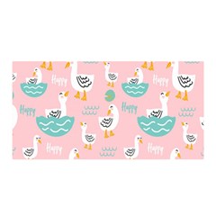 Cute Happy Duck Gift Card Design Seamless Pattern Template Satin Wrap 35  x 70 