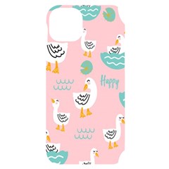 Cute Happy Duck Gift Card Design Seamless Pattern Template iPhone 14 Plus Black UV Print Case