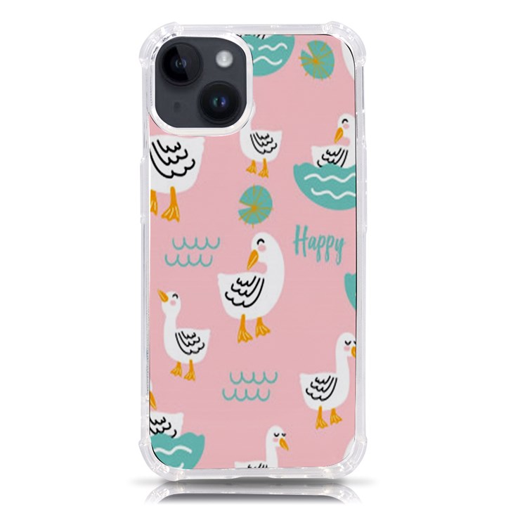 Cute Happy Duck Gift Card Design Seamless Pattern Template iPhone 14 TPU UV Print Case